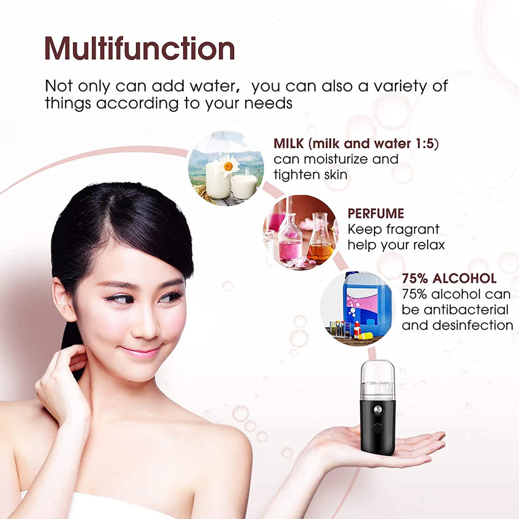 HydraMist™ 30ml – Portable Nano Facial Steamer &amp; Hydrating Mist Sprayer