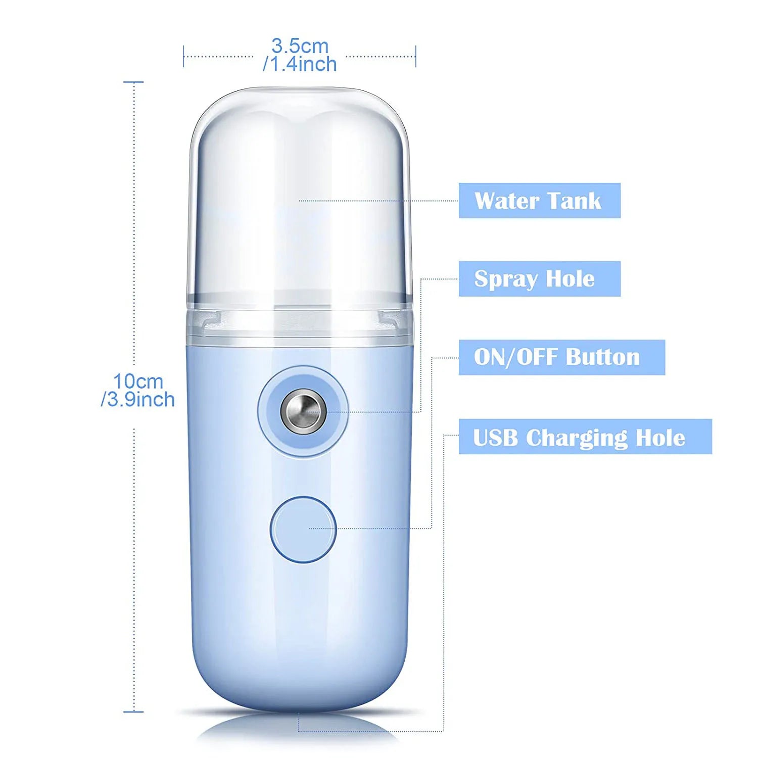 HydraMist™ 30ml – Portable Nano Facial Steamer &amp; Hydrating Mist Sprayer